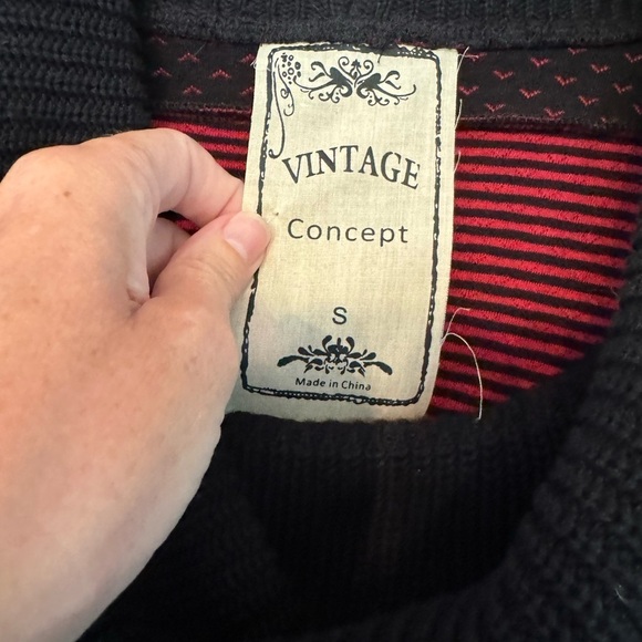 Vintage Concept Mixed Fabric Poncho Pullover Turtleneck Sweater / small - Picture 3 of 9